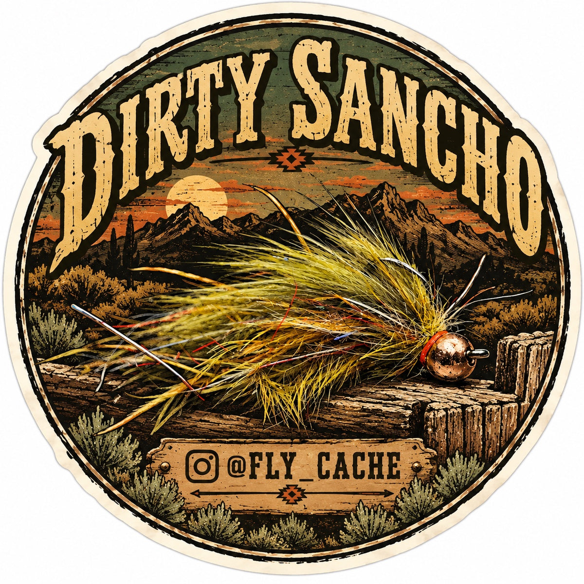 Fly Cache Dirty Sancho western fly sticker