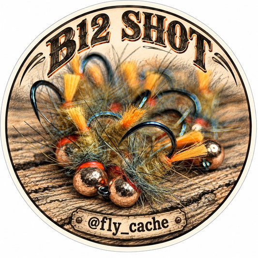 Fly Cache B12 Shot fly pattern sticker