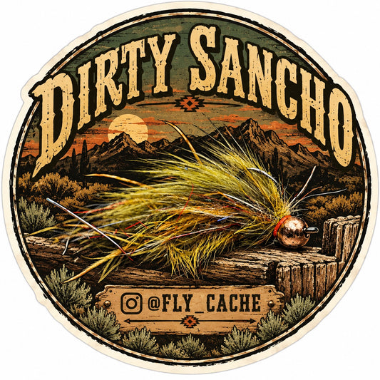 Fly Cache Dirty Sancho western fly sticker