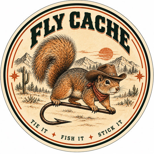 Fly Cache cowboy squirrel western sticker